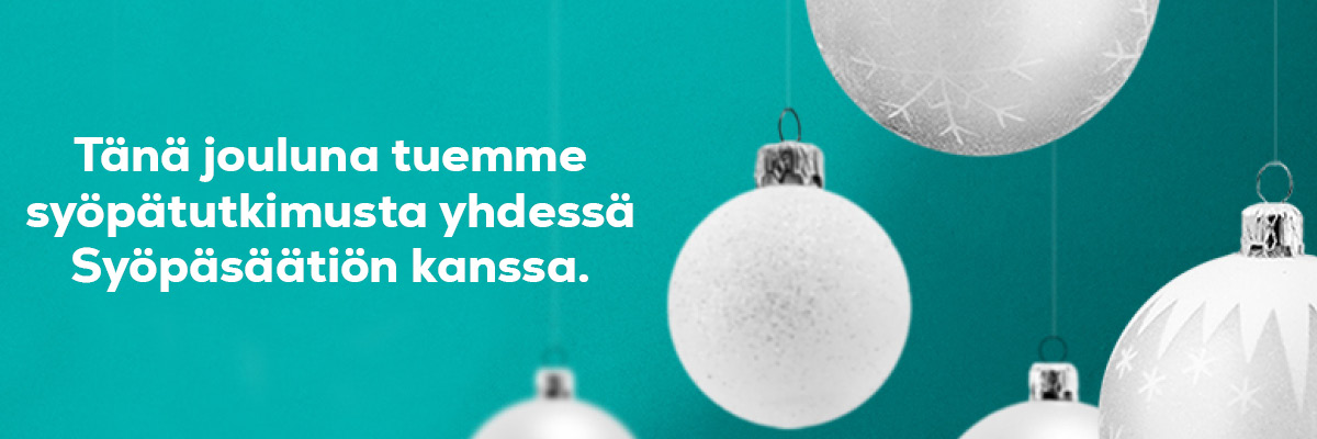 Tänä jouluna tuemme syöpätutkimusta yhdessä Syöpäsäätiön kanssa.